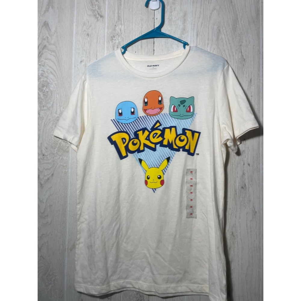 Pokemon Shirt Mens Medium White Short Sleeve Graphic Tee‎ Kanto Starter Pikachu